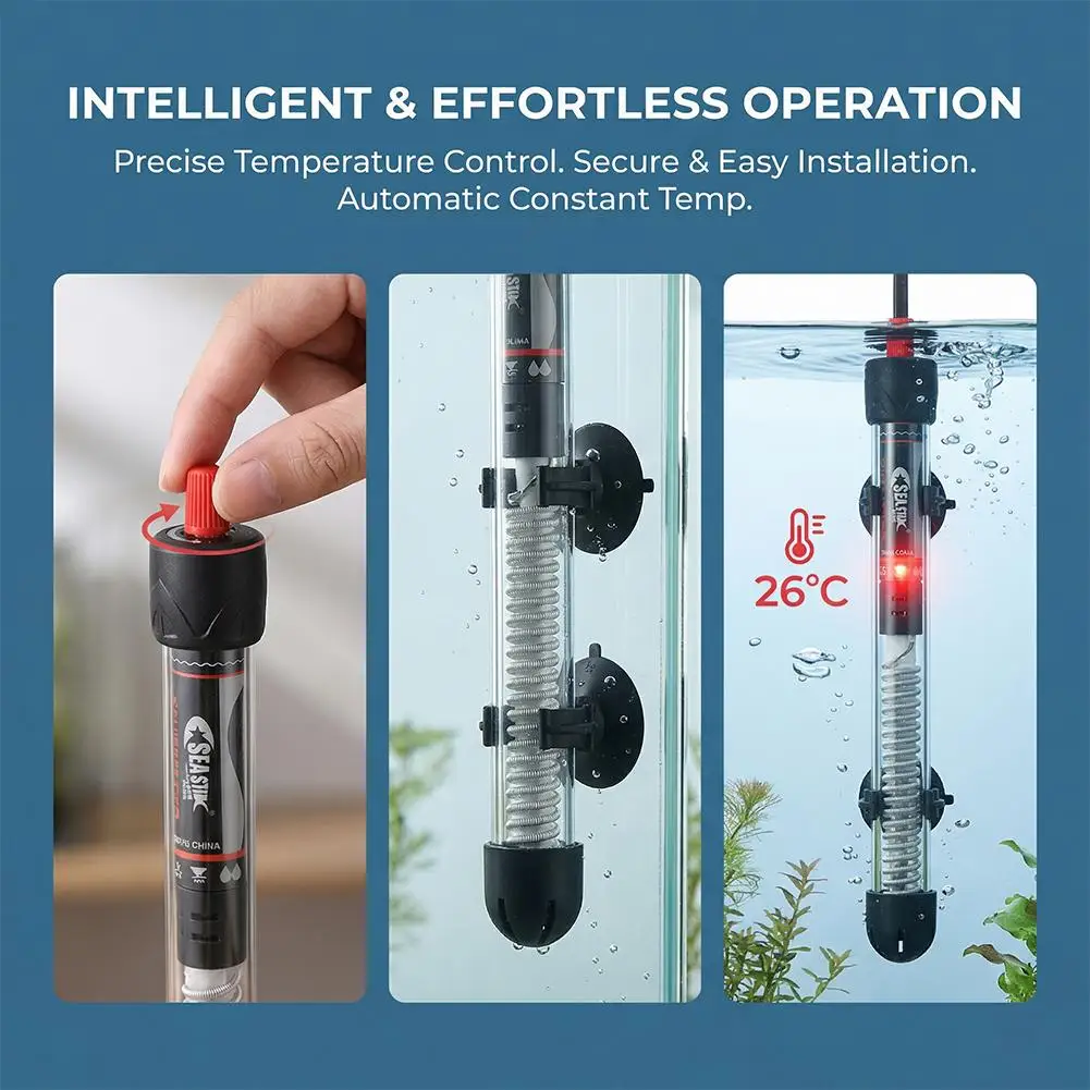 Aquarium Heater Submersible - Einstellbarer Aquariumheizer 25W-300W Automatische Konstanttemperatur Fischbecken-Heizstab