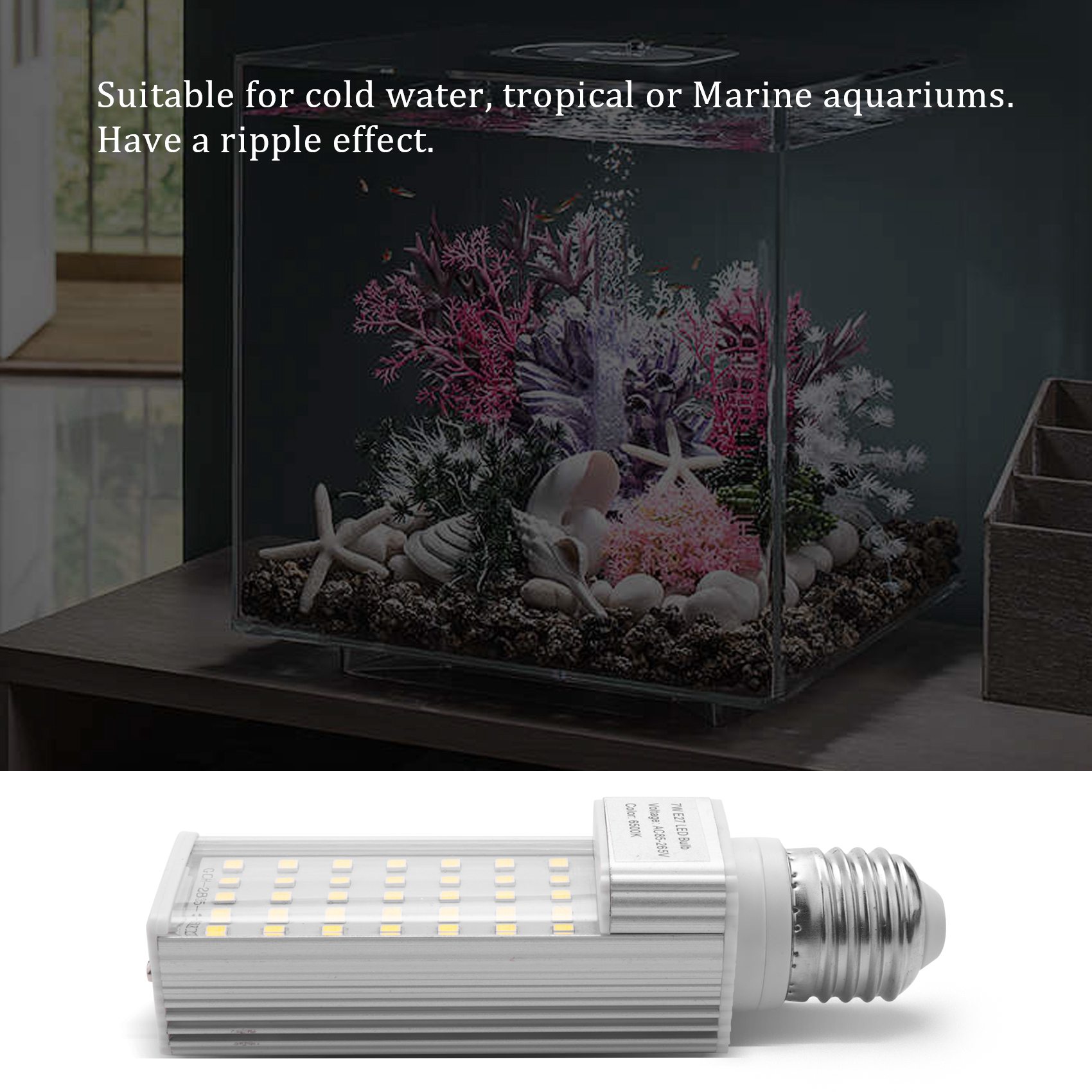 Aquarium Fish Light Lamp - A56P-Fishpod Weiße Pflanzen-Aquariumlampe 7W LED-Wachstumslampe für