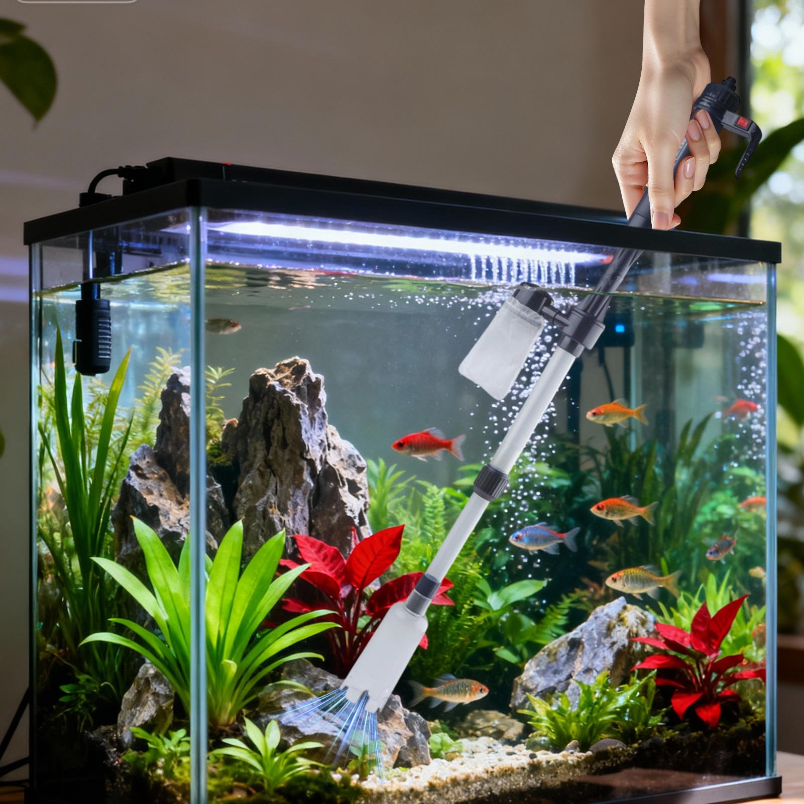 Gravel Vacuum Cleaner - 3-in-1 Aquarium-Staubsauger, Kiesreiniger, Fischbecken-Staubsauger mit Wasserwechselsystem,