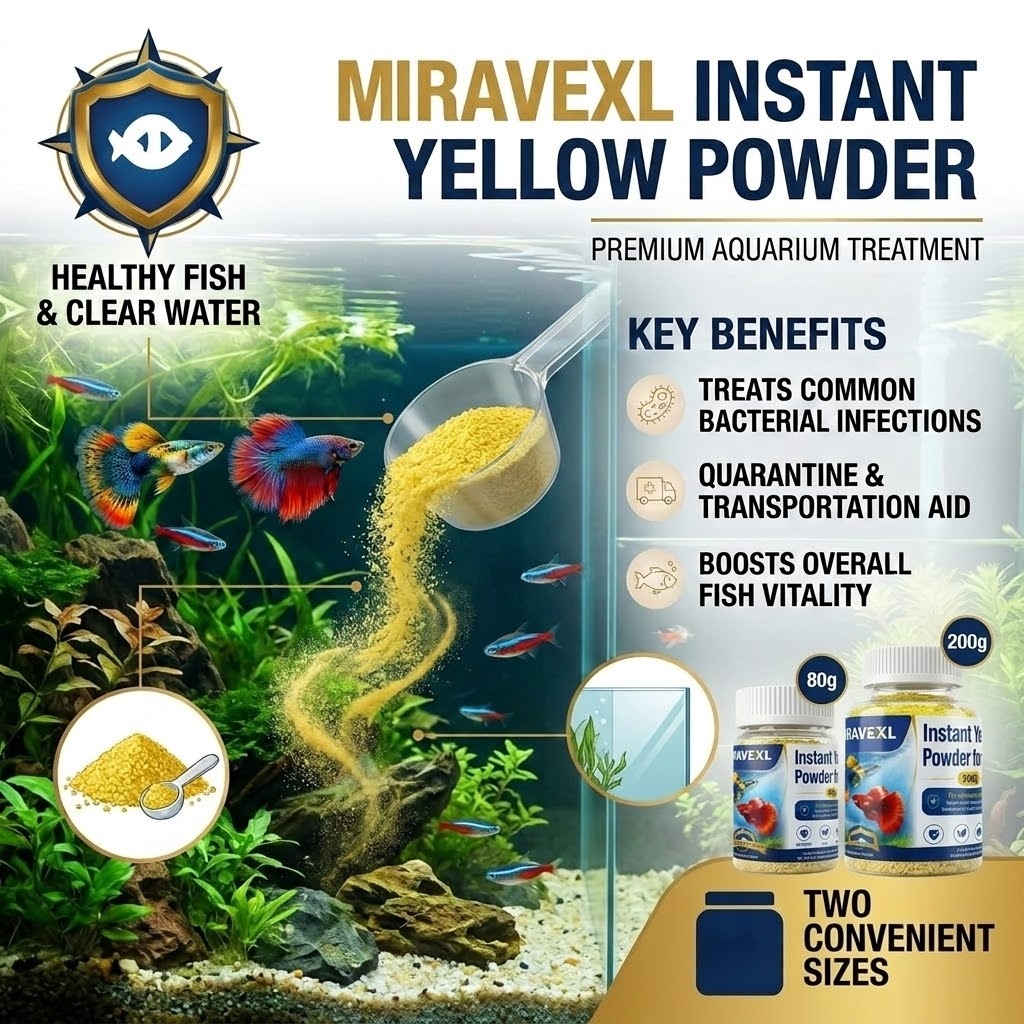 Aquarium Fish Medicine - MIRAVEXL Instant Gelbes Pulver für Zierfische,