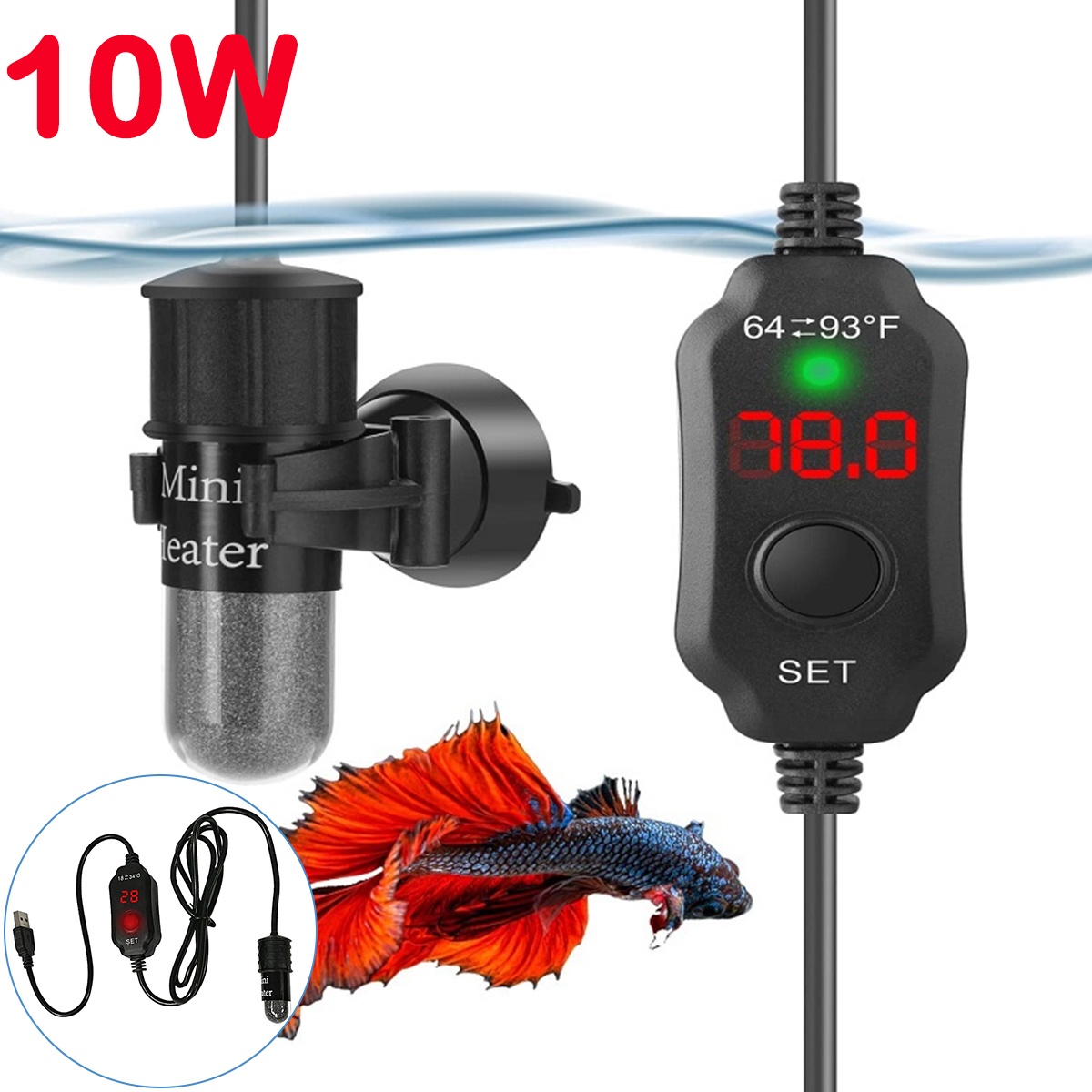 10 W verstellbarer Aquarium-He – Aquarium Heater Submersible Bewertung und Preis